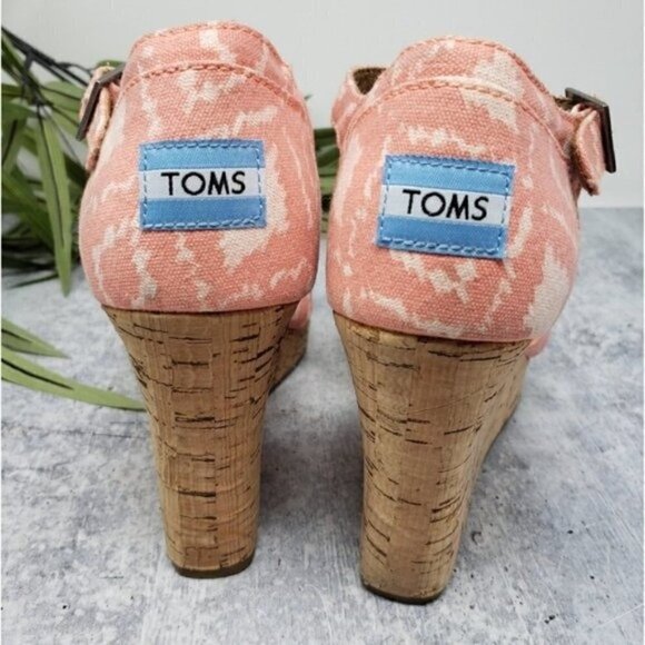 Toms | Sienna Coral Aztec Cork Wedge Sandals Size 9 - Picture 7 of 7